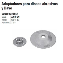 Adaptador Para Disco Abrasivo y Llave TRUPER