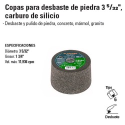 Copa Para Desbaste de Piedra 3 5/32" Carburo de Silicio TRUPER