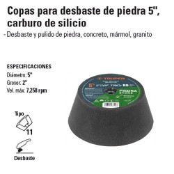 Copa Para Desbaste de Piedra 5" Carburo de Silicio TRUPER