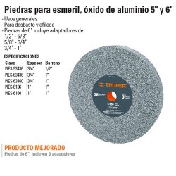 Piedra Para Esmeril Oxido de Aluminio 5" y 6" TRUPER