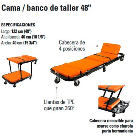 Cama / Banco de Taller 48" TRUPER