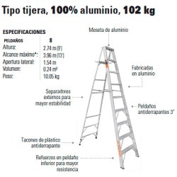 Escalera Tipo Tijera 100% Aluminio 102 kg TRUPER