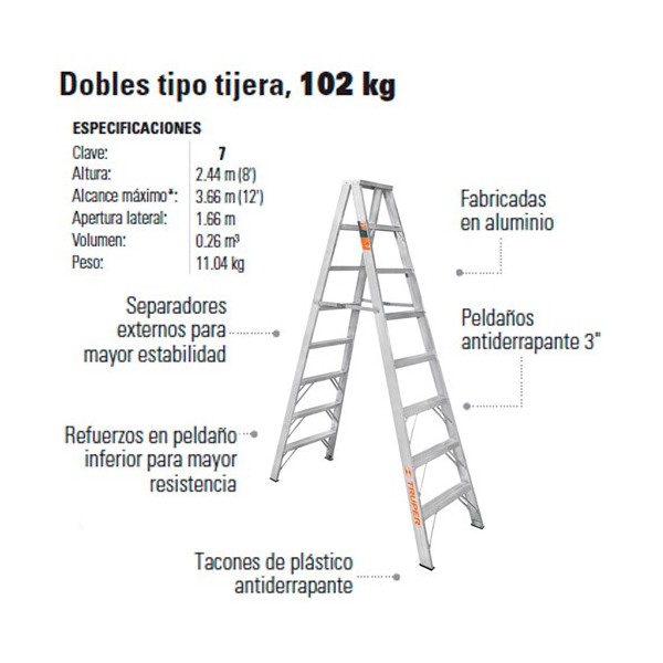 Escalera Doble Tipo Tijera 102 kg TRUPER