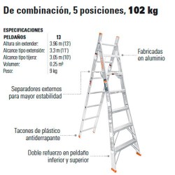 Escalera de Combinación 5 Posiciones 102 kg TRUPER