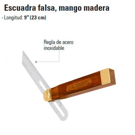 Escuadra Falsa Mango de Madera TRUPER