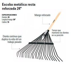 Escoba Metálica Recta Reforzada 24" TRUPER