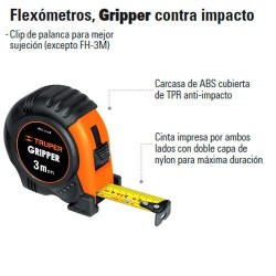 Flexómetro Gripper Contra Impacto TRUPER
