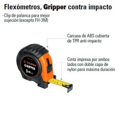 Flexómetro Gripper Contra Impacto Graduacion Métrica TRUPER
