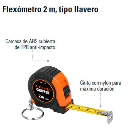 Flexómetro 2 m Tipo llavero TRUPER