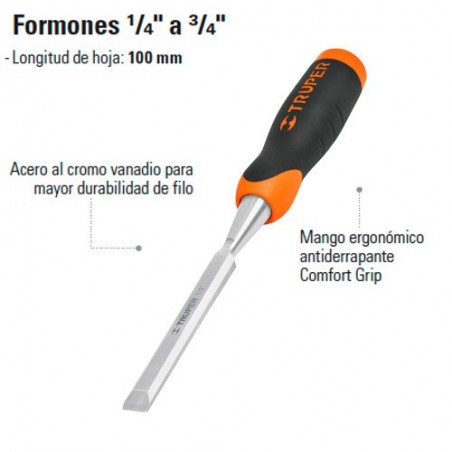 Formones 1/4" a 3/4" TRUPER