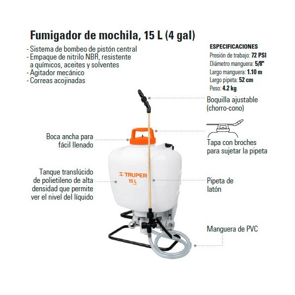 Fumigador de Mochila 15 L (4 Gal) TRUPER