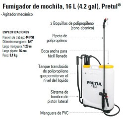 Fumigador de Mochila 16 L (4.2 gal) PRETUL