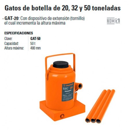Gatos de Botella de 20, 32 y 50 Toneladas TRUPER
