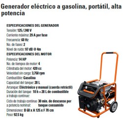 Generador Eléctrico a Gasolina Portátil Alta Potencia TRUPER
