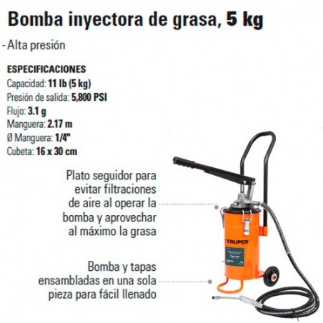 Bomba Inyectora de Grasa 5 Kg TRUPER