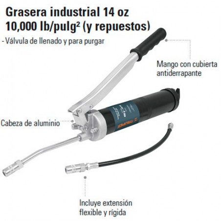 Grasera Industrial 14 oz 10,000 lb/pulg 2 TRUPER