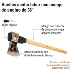 Hacha Media Labor con Mango de Encino de 36" TRUPER