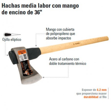 Hacha Labor Entera con Mango de Encino de 36"  TRUPER