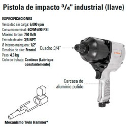 Pistola de Impacto 3/4" Industrial Neumatica TRUPER