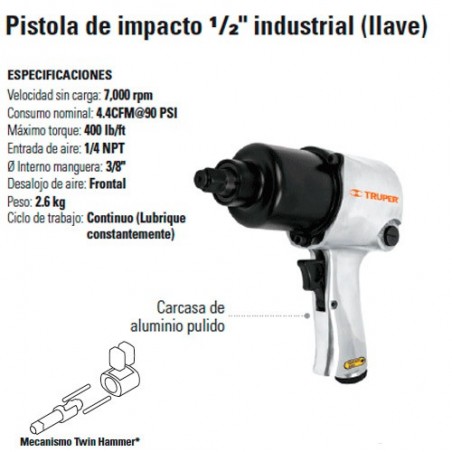 Pistola de Impacto 1/2" Industrial Neumatica TRUPER
