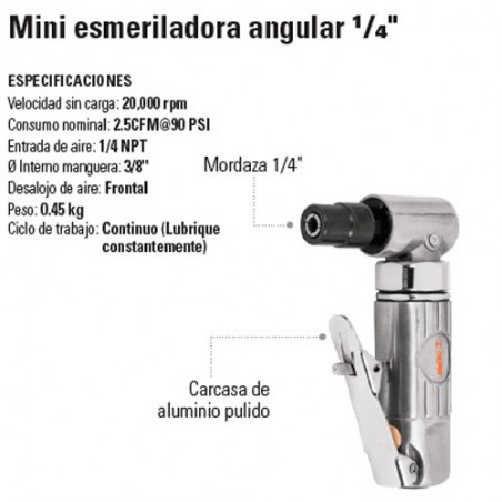 Mini Esmeriladora Angular 1/4" Neumatica TRUPER