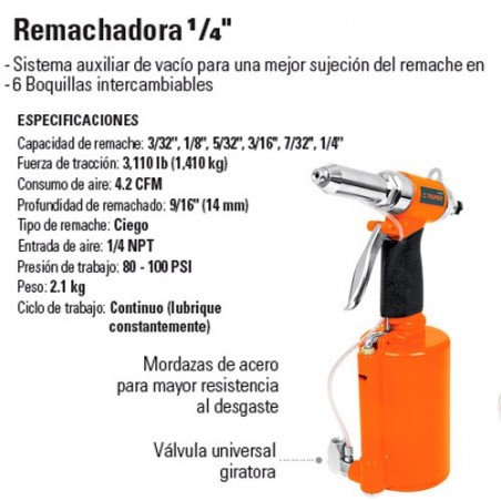 Remachadora 1/4" Neumatica  TRUPER