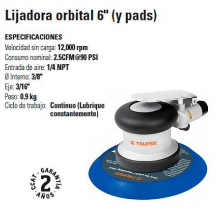 Lijadora Orbital 6" Neumática TRUPER