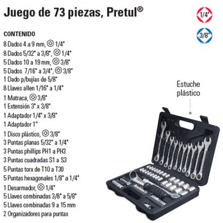 Juego de Herramienta 73 Piezas PRETUL