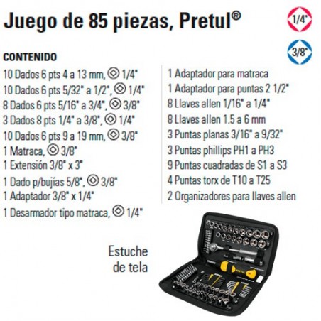 Juego de Herramienta 85 Piezas PRETUL