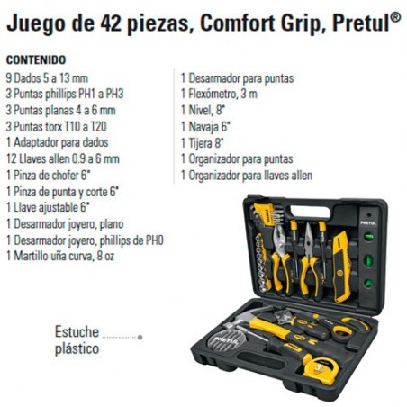 Juego de Herramienta 42 Piezas Comfort Grip PRETUL