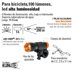 Compra en Linea Linterna para Bicicleta 100 Lúmenes Led Alta