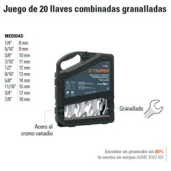 Ficha Tecnica Juego de 11 llaves combinadas mm granalladas, Truper