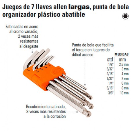 Juego de Llaves Allen Largas Punta de Bola TRUPER