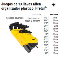 Juego de 13 Llaves Allen PRETUL