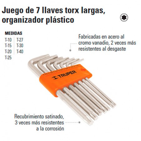 Juego de Llaves Torx Largas Organizador Plástico TRUPER