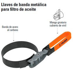 Llave De Banda Metalica Para Filtro De Aceite 3 1/4 Truper