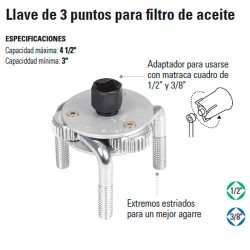 Llave de 3 Puntos para Filtro de Aceite TRUPER