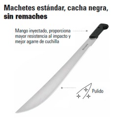 Machete Estándar Cacha Negra Sin Remaches TRUPER