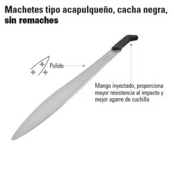 Machete Tipo Acapulqueño Cacha Negra Sin Remaches TRUPER