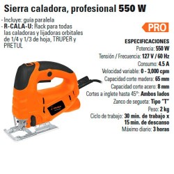 Sierra Caladora Profesional 550 W TRUPER