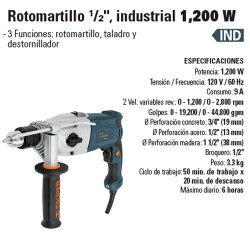 Rotomartillo 1/2" Industrial 1200 W TRUPER