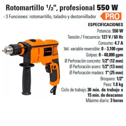 Rotomartillo 1/2" Profesional 550 W TRUPER