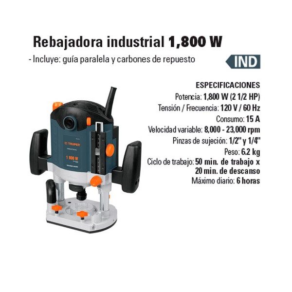 Rebajadora Industrial 1800 W TRUPER