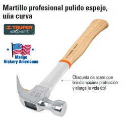 Martillo Profesional Pulido Espejo Uña Curva TRUPER