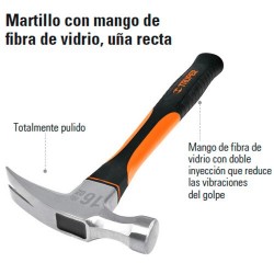 Martillo con Mango de Fibra de Vidrio Uña Recta TRUPER