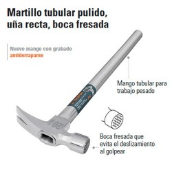 Martillo Tubular Pulido Uña Recta Boca Fresada TRUPER