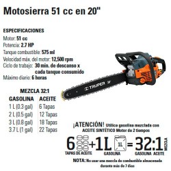 Motosierra 51 cc en 20" TRUPER