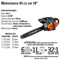 Motosierra 45 cc en 18" TRUPER