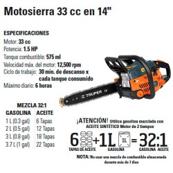 Motosierra 33 cc en 14" TRUPER