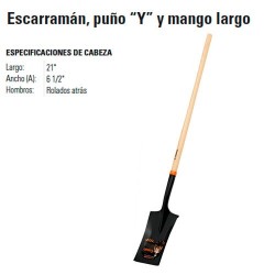 Pala Escarramán Puño "Y" y Mango Largo TRUPER